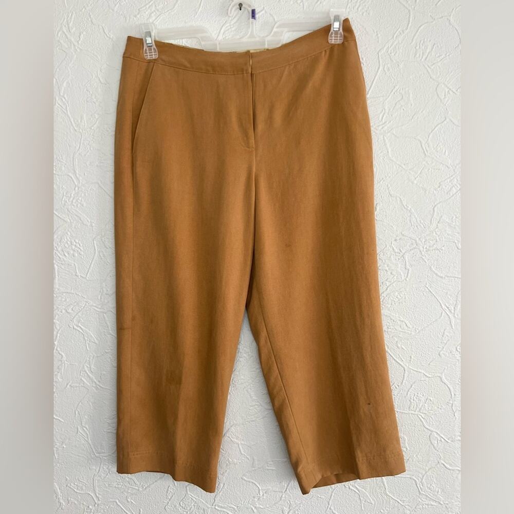 Tommy Bahama Women Pants Size 8 Khaki Tan Silk High Rise Cool Cropped Capri